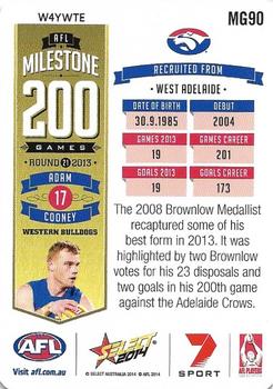 2014 Select AFL Champions - Milestone Game Foils #MG90 Adam Cooney Back